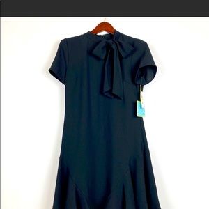 CeCe Black Bow Neck Short Sleeve Dress Size 4 NWT